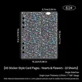 A5 6-hole transparent photocard sleeves with holographic hearts for 3-inch cards - A5 Sticker Style Heart Flower Pattern Pages 10 Sheets 61#