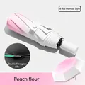 Ombrello pieghevole sfumato Rosa Pesca con 8 stecche in fibra di vetro antivento - 8-Stecche/Doppia Struttura / Bianco Pesca Rosa (Manuale)