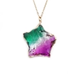 Stainless steel chain necklace featuring a green and purple glass star pendant - Green Purple Gradient