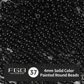 Polished 4mm solid black glass round beads with lacquered finish for DIY jewelry crafting - EU 37