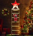 Detail of waterproof LED climbing Santa ladder lights with warm yellow glow for Xmas decor - Colorful Star [Warm Light]