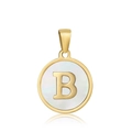 Golden 18k stainless steel pendant with white shell inlay and gold letter B charm - Letter B Style