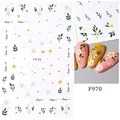 Spring tulip and daisy nail art stickers F970 with floral patterns and love text - F970 (Flower Heart Word)