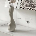 White minimalist ceramic vase with fluid wave texture for modern Nordic home decor - Swan Neck Ceramic Vase Tall