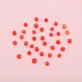 Irregular red flower polymer clay beads for handmade DIY jewelry crafting set - Red