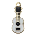Guitar shaped gold alloy pendant with white and black enamel for jewelry making - Black & White Guitar
