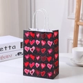 Elegant black Valentine gift bag with red hearts and white handles for special occasions - NF-Y168/Black Heart / Small (15x8x21cm)