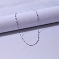 Minimalist silver lip chain necklace with delicate purple enamel bead accents - Steel Color + Purple / 40+5cm