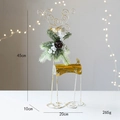 Décoration renne de Noël blanc avec feuille dorée, pommes de pin et baies métal 45cm - Renne Doré-Moyen