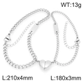 Bracciali di coppia magnetici in acciaio inossidabile con cuore e targhetta incisa - Set Color Acciaio (KB208381-Z) / Argento