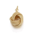 18K gold plated rope knot pendant charm for DIY necklaces with intricate texture - Woven Knot-Gold