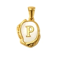 Gold plated stainless steel letter P pendant with white shell inlay organic shape - Letter P (SP035G-P(Single Pendant))