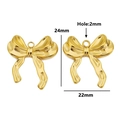 Golden stainless steel bow pendant 24x22mm size guide with 2mm hole for DIY jewelry - Style 18 / Gold