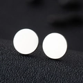Minimalist geometric round flat stud earrings in polished silver stainless steel finish - Round / Silver