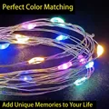 Multicolor LED copper wire string lights with festive glowing effect for Christmas decoration - USB 5M 50LED With Remote / Four-color Gradient