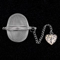 304 stainless steel mesh tea infuser with a heart-shaped crystal agate stone pendant - Dalmatian Jasper
