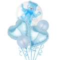 Blaues Baby Boy Ballon-Set mit 3D-Bärenkugel, Herz-Folienballons und Latex-Ballons - Blauer Bär Großes Folien- Herz- und Latexballon-Kombinationsset (Stil B)
