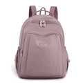 Mochila minimalista de nailon rosa claro para mujer con gran capacidad y logo - Lila Púrpura