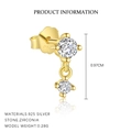 Minimalist S925 sterling silver heart-shaped stud earrings with clear zircon stones - Gold / Single Round