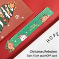 Green 15cm magnetic ruler with Merry Christmas reindeer graphics on a red background - Christmas Reindeer / 15CM