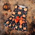 Pet Halloween dress with orange pumpkin bow, skull pattern for small medium dogs and cats - S / Halloween Pumpkin Dress