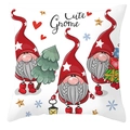 Detail of Christmas pillow cover featuring cute red gnomes and festive holiday patterns - Style 22