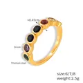 Bague en acier titane doré ornée de pierres de zircon multicolores vibrantes - Couleur Or Zirconium Multicolore