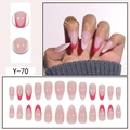 French tip almond press-on nails with two-tone pink accents in 24-piece full set - Y-70 Pink Red French