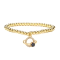 Goldenes 4mm Perlenarmband mit Planetenanhänger, blauem Sternstein und weißen Kristallen - Saturn Stil (CB00360cx)