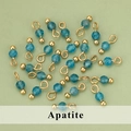 Blue apatite faceted gemstones with golden metal clasps for DIY jewelry making - Apatite Style (09S) / 50 Pieces / Blue