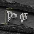 Silver stainless steel butterfly wing earrings with detailed dimensions 1.1cm x 0.6cm - Wing Silver