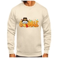 Felpa beige chiaro da uomo con stampa tacchino cartoon e grafica con scritta Gobble - S / Beige Chiaro