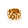 Minimalist gold plated stainless steel watch link chain ring for men with polished finish - Gold (KR86690-KFC)
