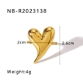 Detail view of a polished gold heart ring showing dimensions 2cm by 2.6cm and 4g weight - Large Heart Shape Style (NB-R2023138)