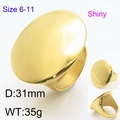 Anello a cupola in acciaio inossidabile placcato oro 18k stile minimalista da 31mm - US 6 / Oro Lucido Tondo