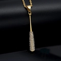 Hip hop gold baseball bat pendant necklace with clear rhinestones on twisted chain - Gold Single Pendant (No Chain)