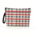 Klassieke rood en zwart geruite cosmetische tas met ritssluiting en handige polsband - Vintage Ruitstijl (Stijl 4)