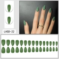 Glossy olive green short almond press-on nails 30-piece set with a smooth finish - Olive Green Style (LHSD-22)