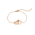 Roségoldenes Armband mit zwei ineinandergreifenden Herzen und Karabinerverschluss - Halskette (45+5cm) / Roségold