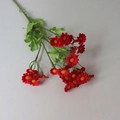 Artificial red daisy silk flower bouquet with lifelike green leaves for home decoration - Red
