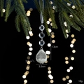 Teardrop Christmas tree ornament with silver mesh and crystal beads, 13cm hanging pendant - Metal Mesh Drop Style