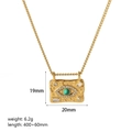 Gedetailleerde afmetingen van de gouden Evil Eye hanger met lengte en gewicht details - Groene Boze Oog Vierkante Hanger Ketting(TN3256-GN)