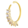 Goldener Nasenring mit einer halbkreisförmigen Reihe aus fünf funkelnden Zirkoniasteinen - Kupfer / Gold (WG-0758)