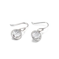 Silver drop earrings with faceted clear crystal charms on white background - White (KE82736-GC)