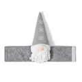 Grey Christmas gnome curtain buckle with white snowflake embroidery and plush beard decor - Gray