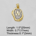 18k vergoldeter Buchstabe W Anhänger mit Zirkonia und Lavastil unregelmäßiger Rand - Buchstabe W