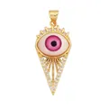 Evil eye lucky charm pendant in gold plating with pink iris and white zircon accents - L559878-Gold Rose Eye Triangle