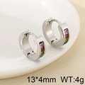 Orecchini a cerchio in acciaio argento con zirconi quadrati colorati incastonati - Acciaio / Zirconia Colorata