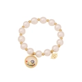 Evil eye pearl bracelet with gold metal accents and colorful stone charm detail - Hollow Eye Colored Stone Charms (6#)