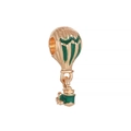 Detail of rose gold hot air balloon charm with green enamel for DIY bracelets - Rose Gold/Green